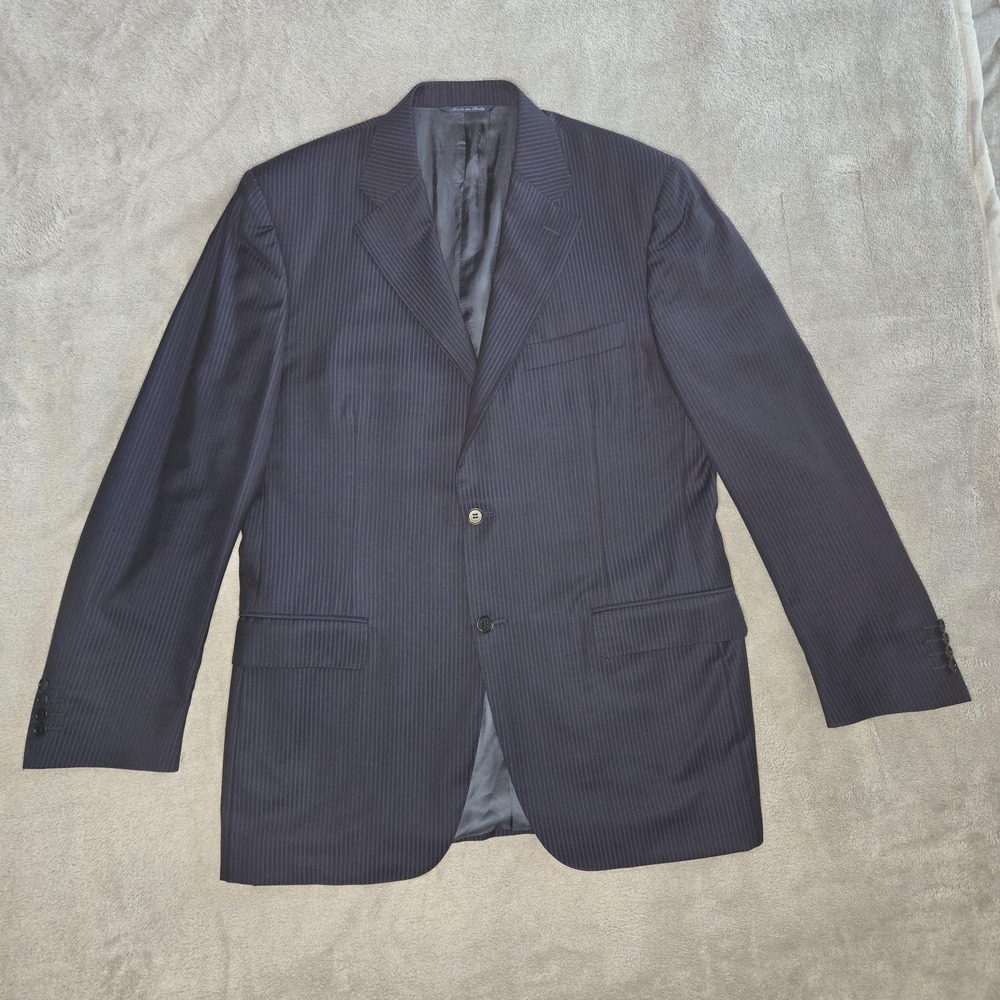 Canali Suit Jacket Mens IT 54 Blue Pinstripe Wool 2 Button Made In Italy